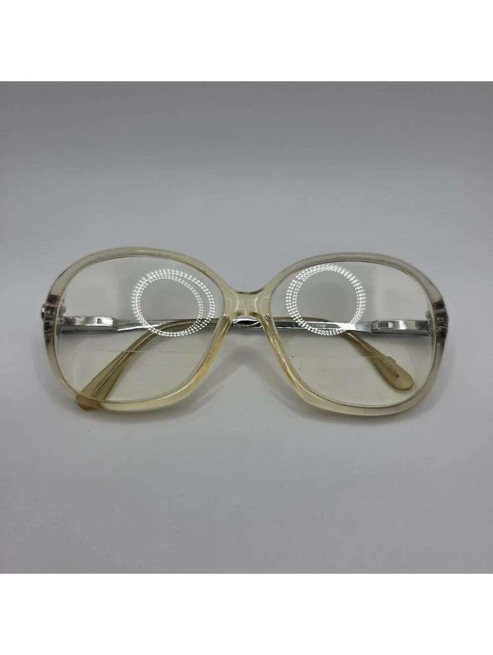 Vintage London Fog Clear Champagne Round Eye Glasses Frames Lady Erin 1960s